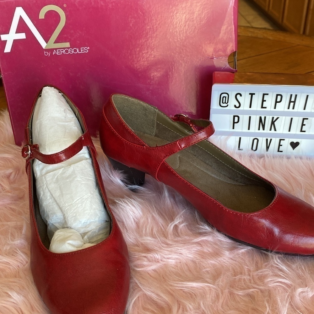 Sassy Red Leather Pump by A2 Aerosoles size 10.5 ladies